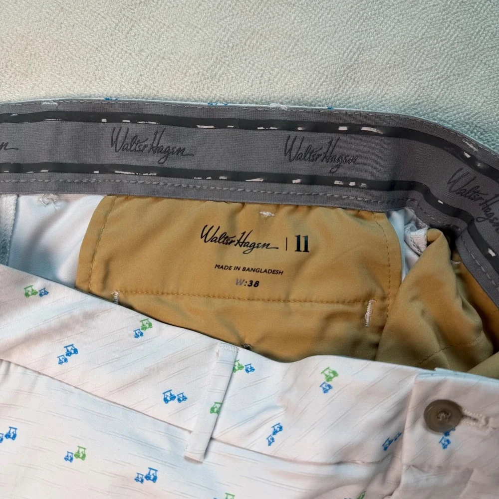 Walter Hagen Mens Golf Shorts White Golf Cart Print Summer Performance Size 38